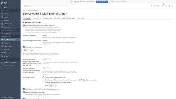 Plesk-Oberfläche Plesk-Oberfläche