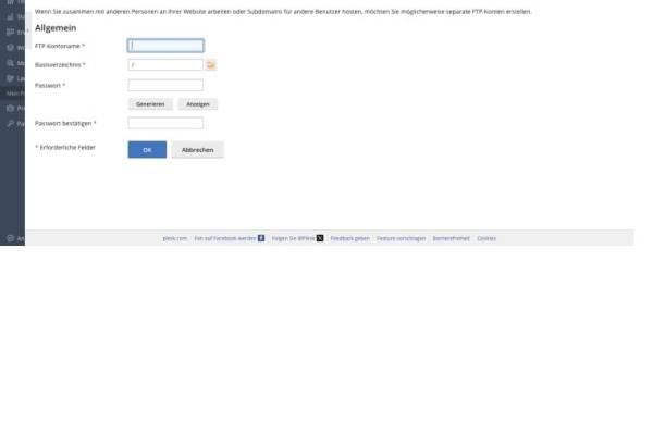 Plesk-Oberfläche Plesk-Oberfläche