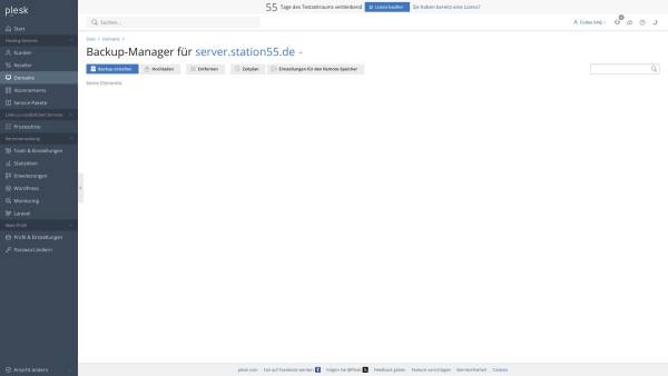 Plesk-Oberfläche Plesk-Oberfläche
